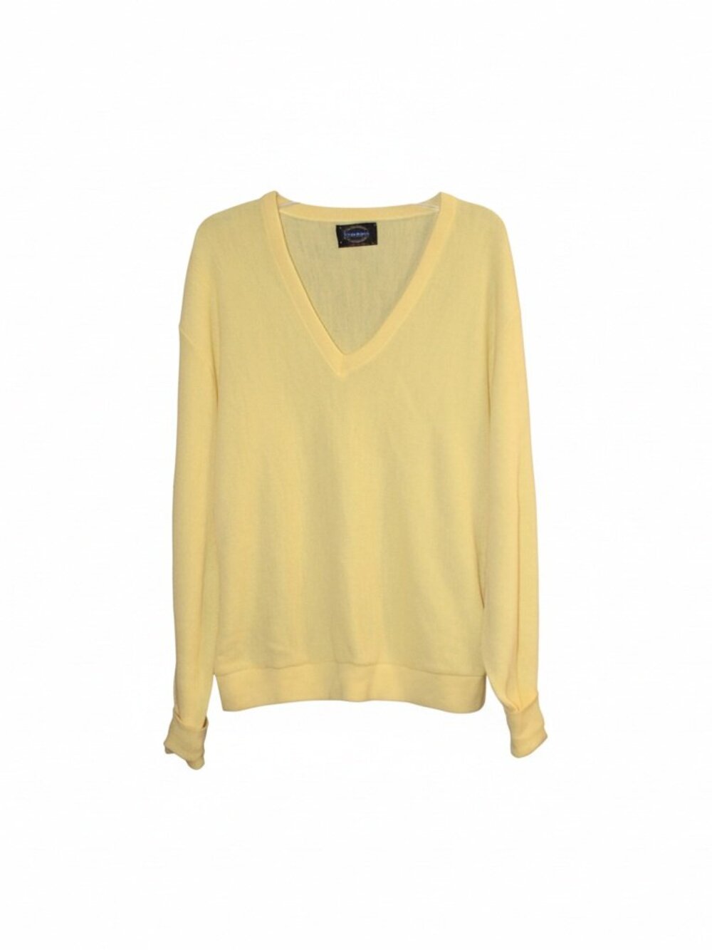 Vintage Jantzen Sweater Mens Large Yellow V Neck Acrylic Made USA 80s